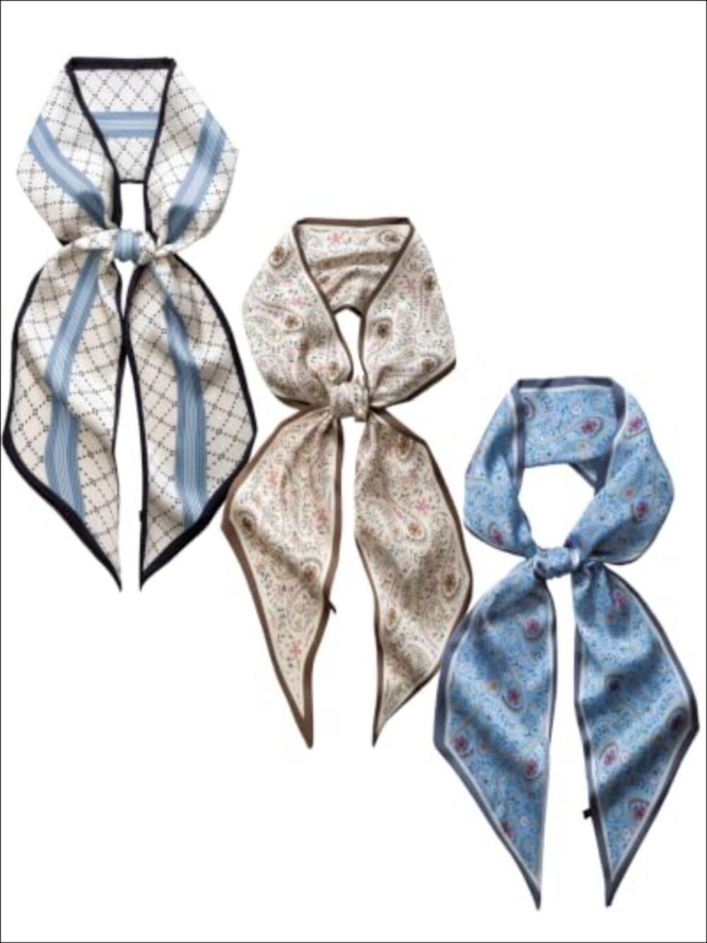 Satin Purse Scarf Set 57in Long Skinny Bag Scarves 3 Pack